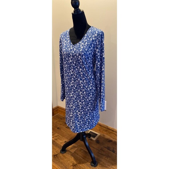 Croft & Barrow Night Gown Pajamas Sz XL Blue  Floral 60% Cotton SOFT + Stretch - Picture 4 of 11